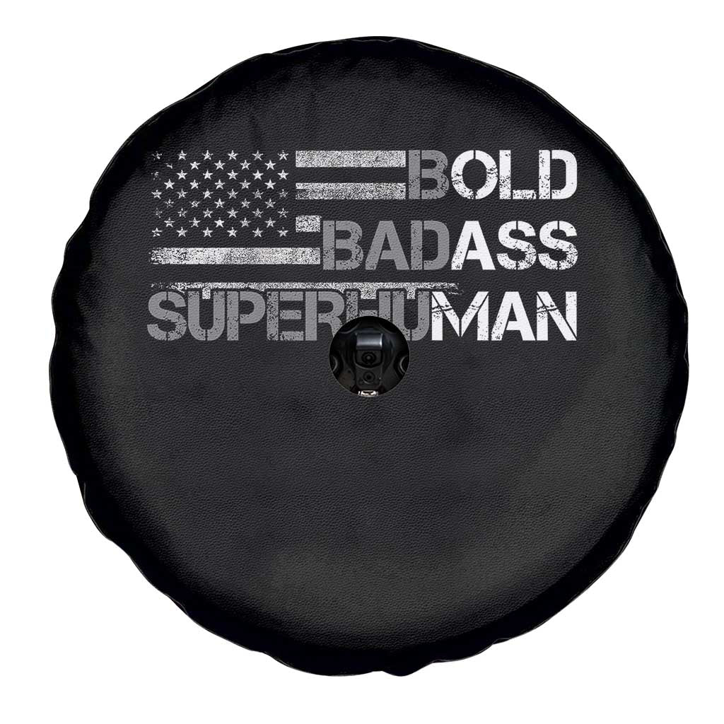 Funny Bold Badass Superhuman Spare Tire Cover Vintage American Flag Fathers Day - Wonder Print Shop