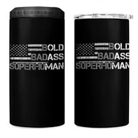 Funny Bold Badass Superhuman 4 in 1 Can Cooler Tumbler Vintage American Flag Fathers Day - Wonder Print Shop