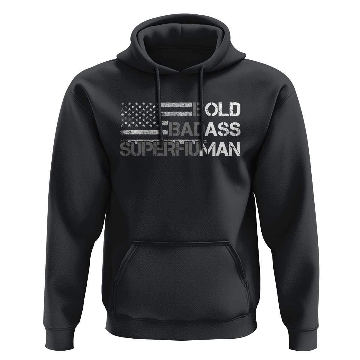 Funny Bold Badass Superhuman Hoodie Vintage American Flag Fathers Day - Wonder Print Shop