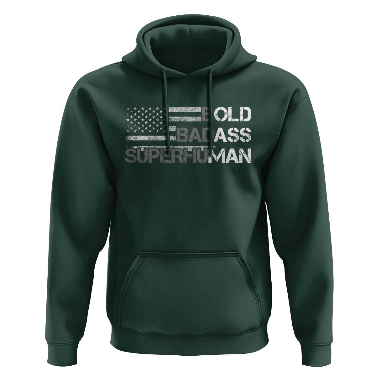 Funny Bold Badass Superhuman Hoodie Vintage American Flag Fathers Day - Wonder Print Shop