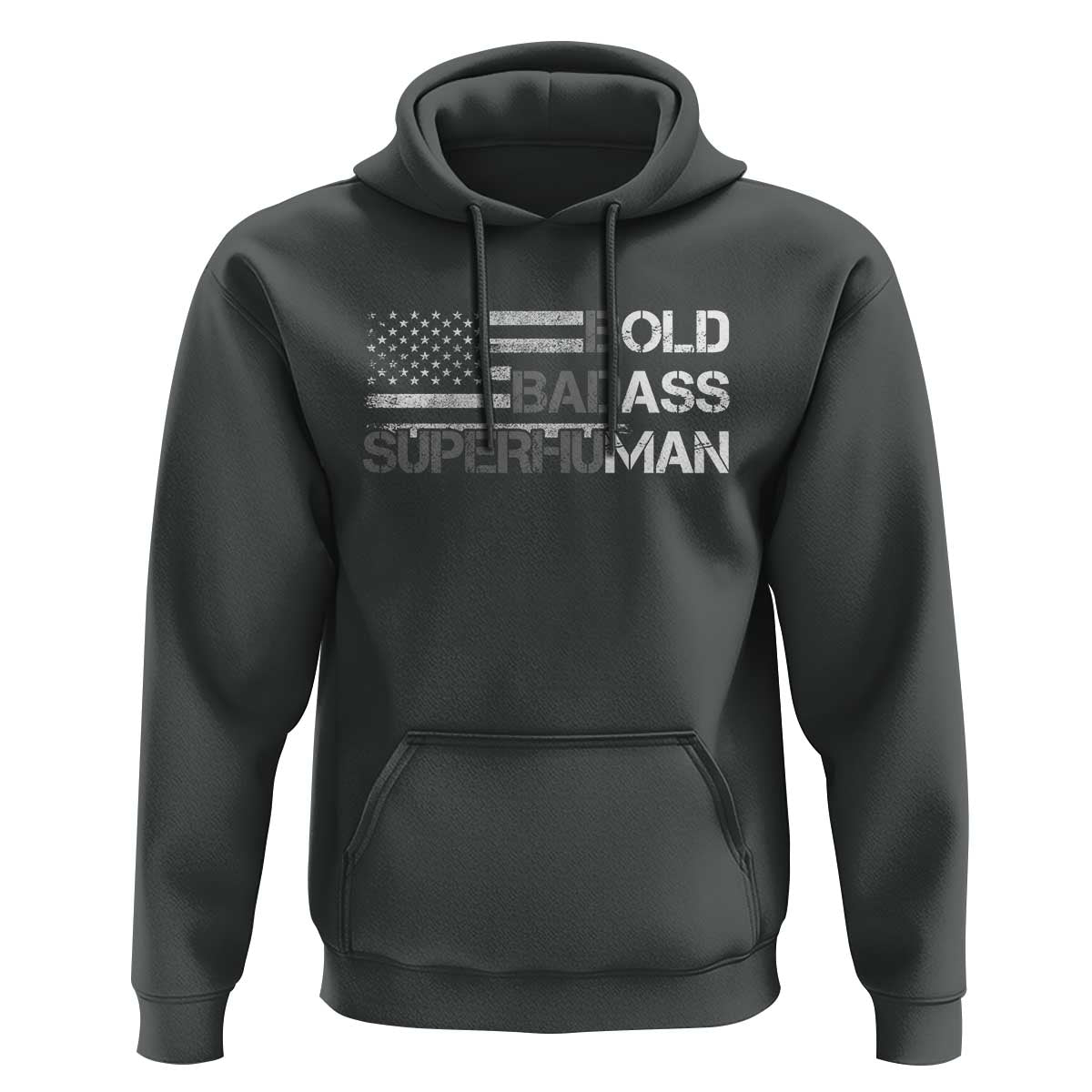Funny Bold Badass Superhuman Hoodie Vintage American Flag Fathers Day - Wonder Print Shop