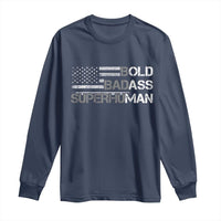 Funny Bold Badass Superhuman Long Sleeve Shirt Vintage American Flag Fathers Day - Wonder Print Shop
