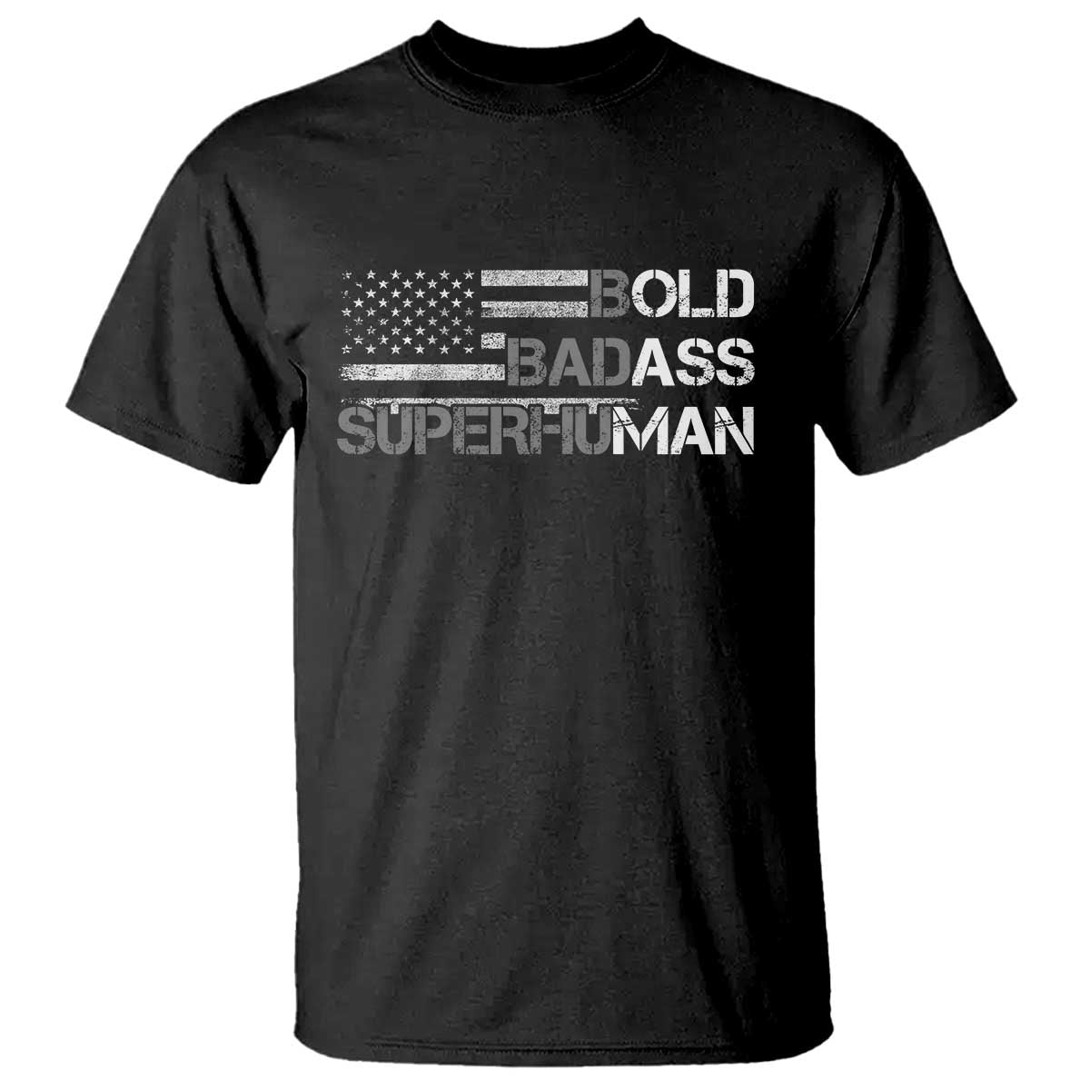 Funny Bold Badass Superhuman T Shirt Vintage American Flag Fathers Day - Wonder Print Shop