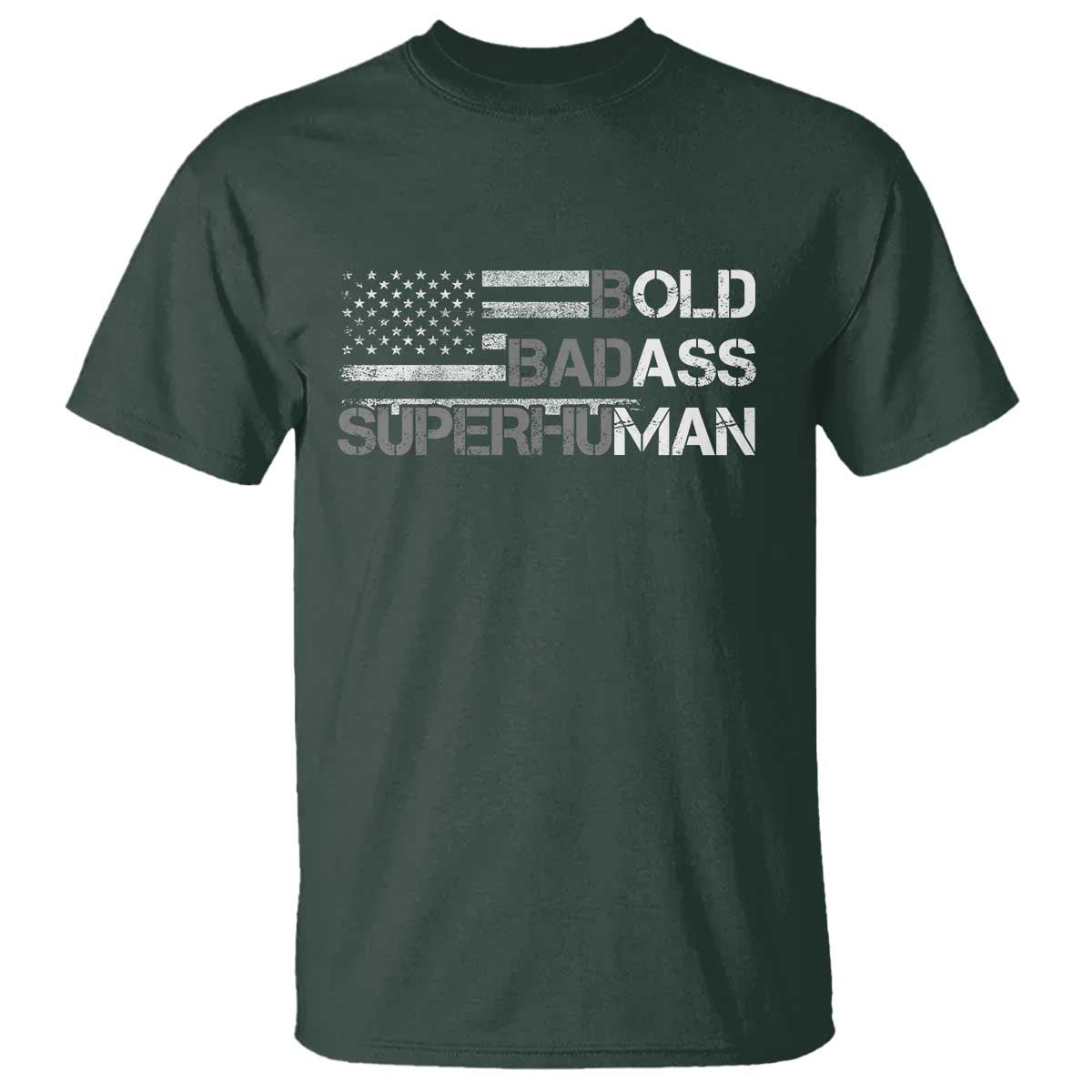 Funny Bold Badass Superhuman T Shirt Vintage American Flag Fathers Day - Wonder Print Shop