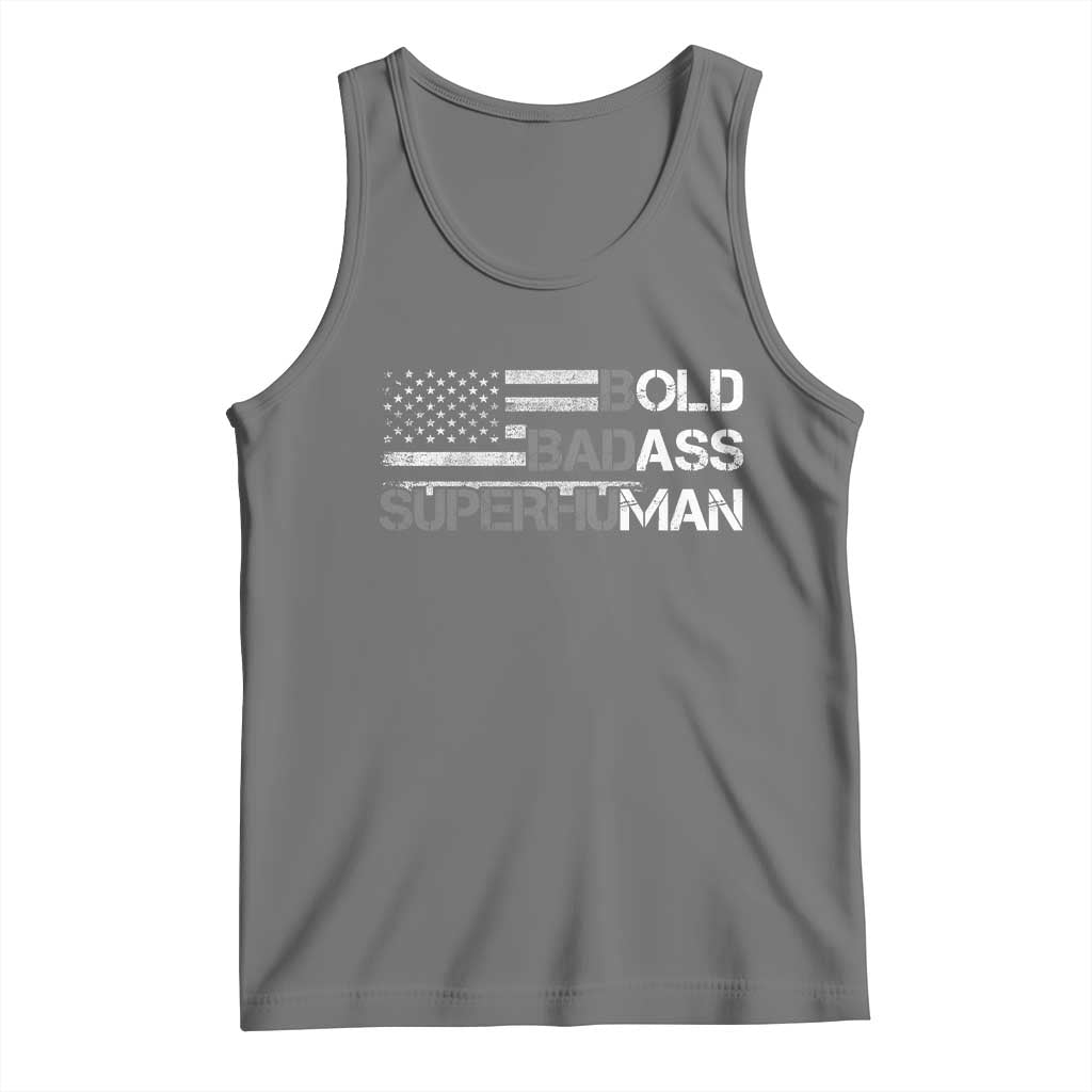 Funny Bold Badass Superhuman Tank Top Vintage American Flag Fathers Day - Wonder Print Shop