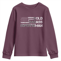 Funny Bold Badass Superhuman Youth Sweatshirt Vintage American Flag Fathers Day - Wonder Print Shop