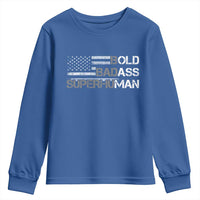 Funny Bold Badass Superhuman Youth Sweatshirt Vintage American Flag Fathers Day - Wonder Print Shop