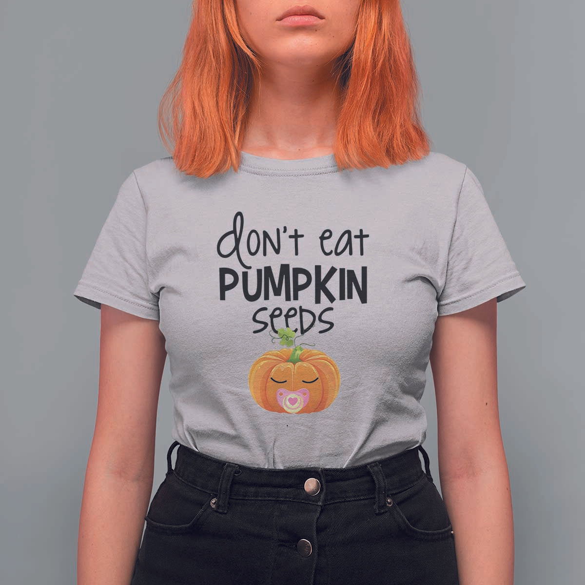 Halloween Pregnancy Reveal T Shirt For Women Don't Eat Pumpkin Seeds Maternity Baby Pumpkin - Wonder Print Shop