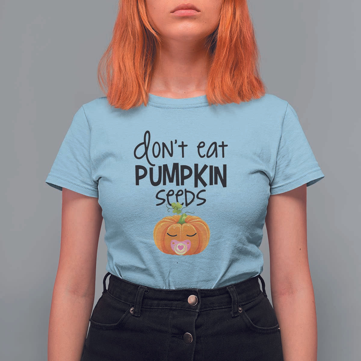 Halloween Pregnancy Reveal T Shirt For Women Don't Eat Pumpkin Seeds Maternity Baby Pumpkin - Wonder Print Shop