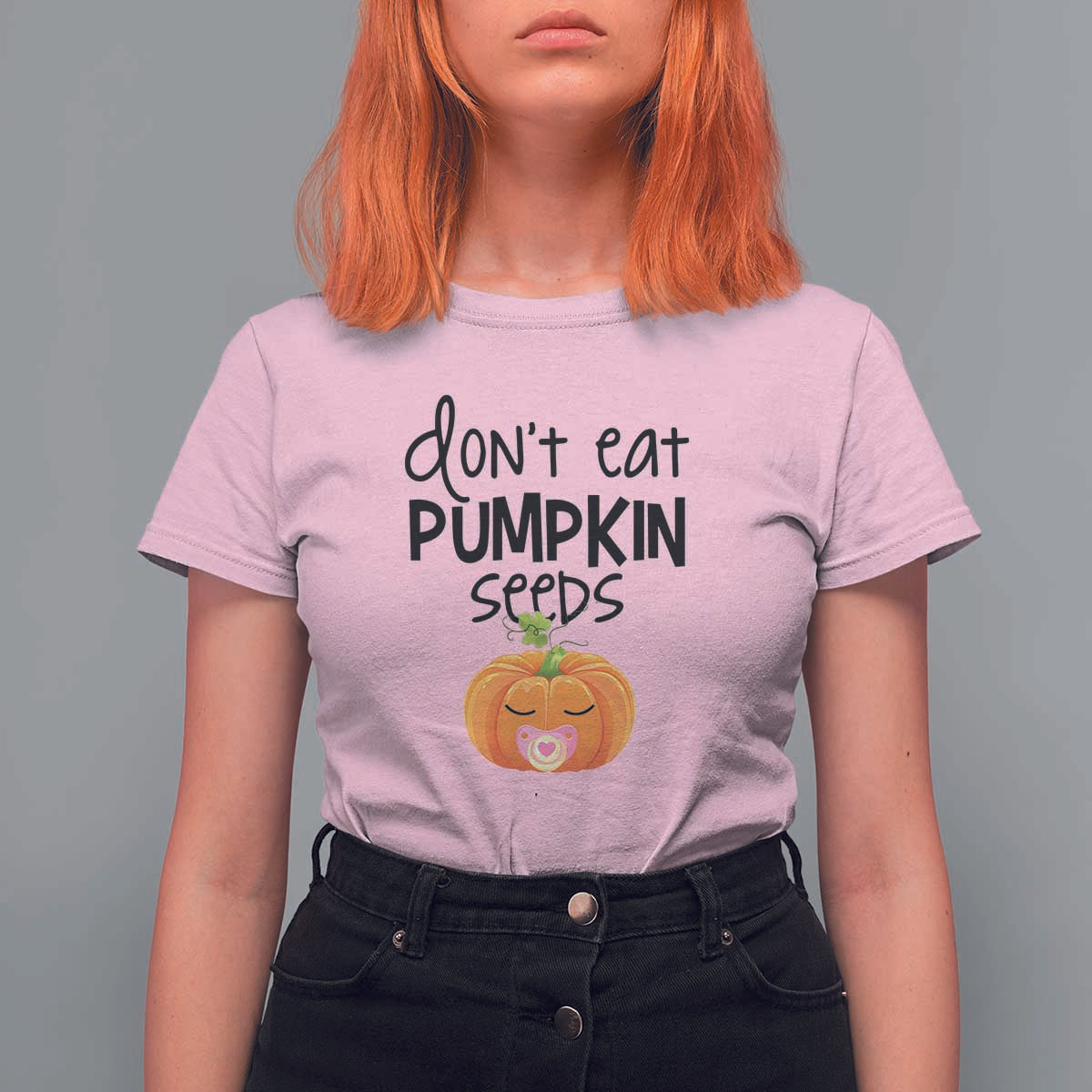 Halloween Pregnancy Reveal T Shirt For Women Don't Eat Pumpkin Seeds Maternity Baby Pumpkin - Wonder Print Shop