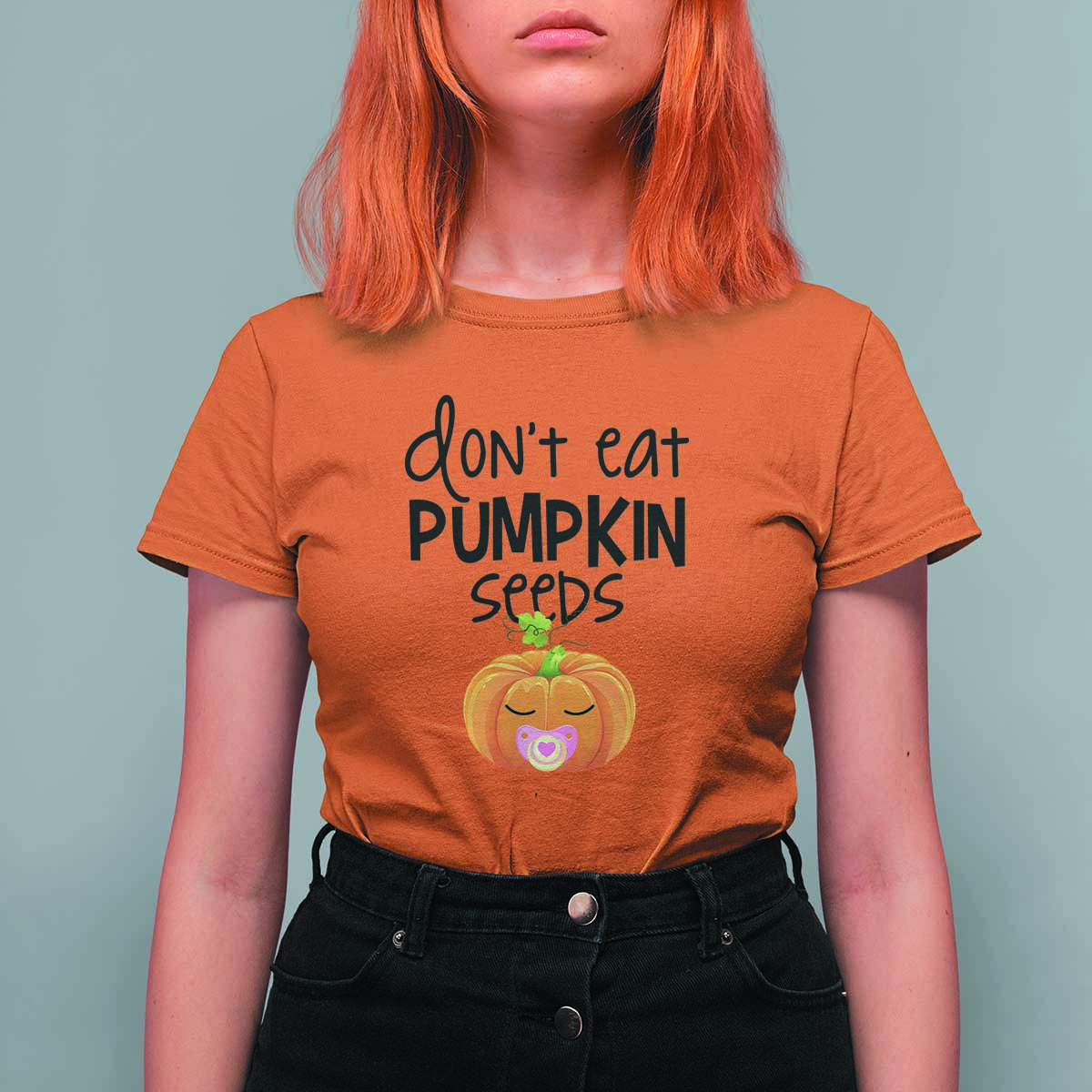 Halloween Pregnancy Reveal T Shirt For Women Don't Eat Pumpkin Seeds Maternity Baby Pumpkin - Wonder Print Shop