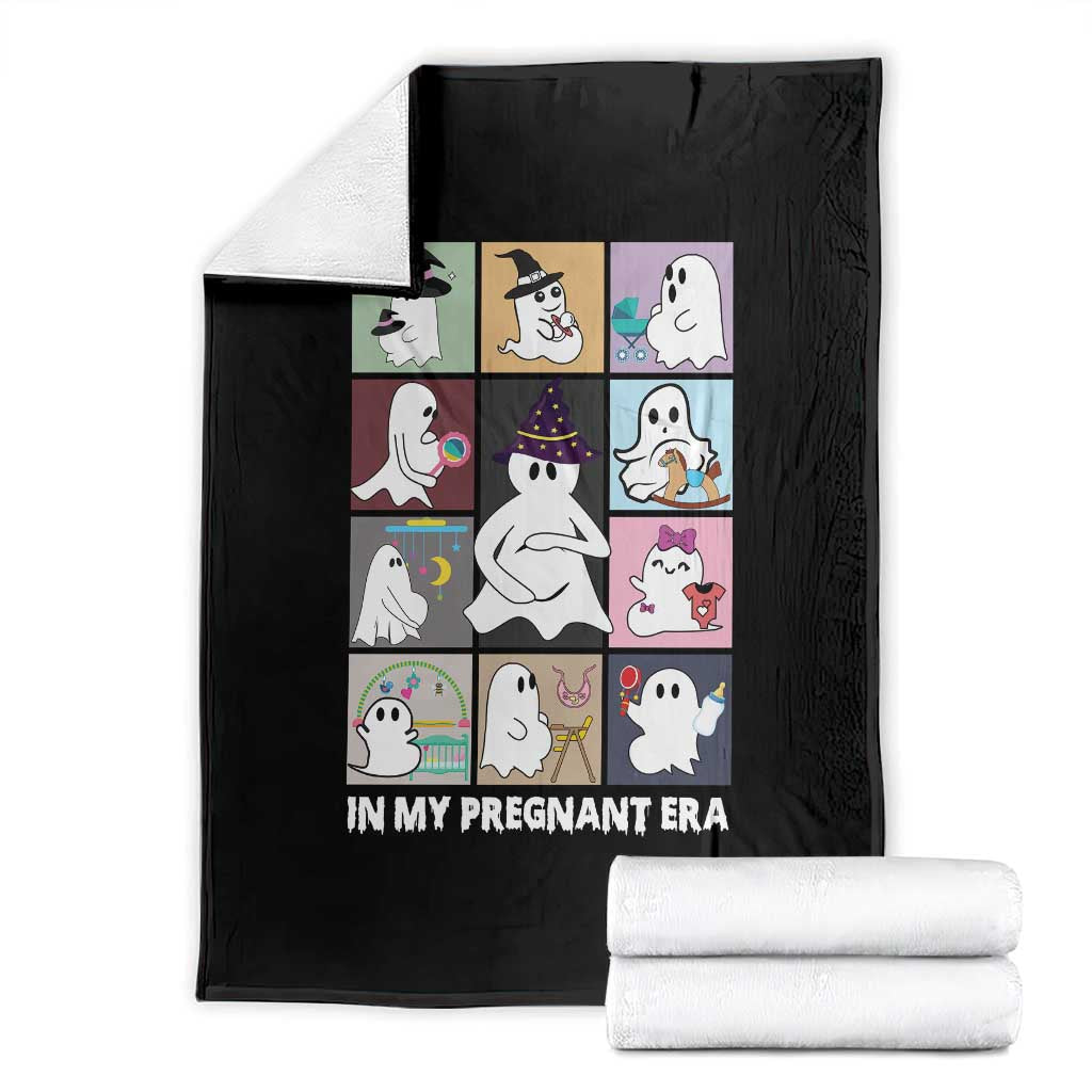 Halloween Pregnancy Reveal Throw Blanket In My Pregnant Era Maternity Ghost - Wonder Print Shop