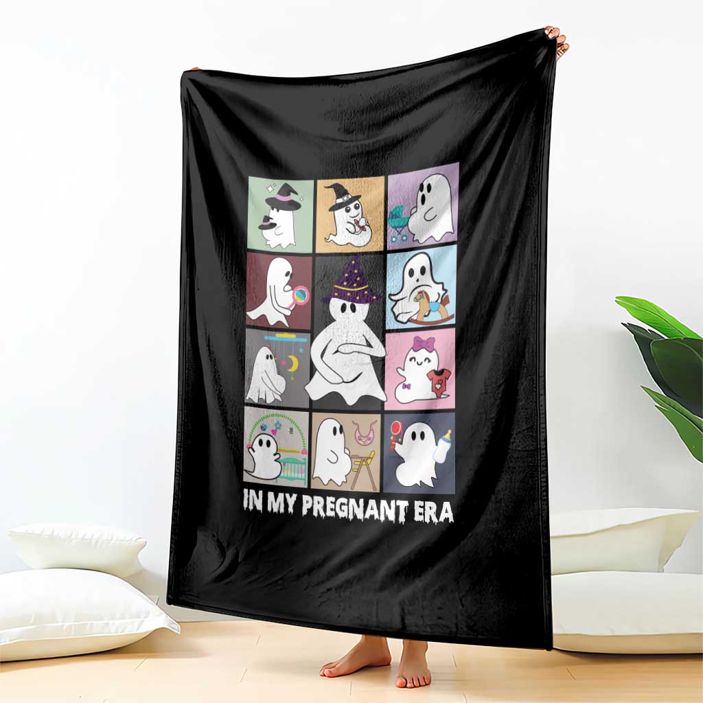 Halloween Pregnancy Reveal Throw Blanket In My Pregnant Era Maternity Ghost - Wonder Print Shop