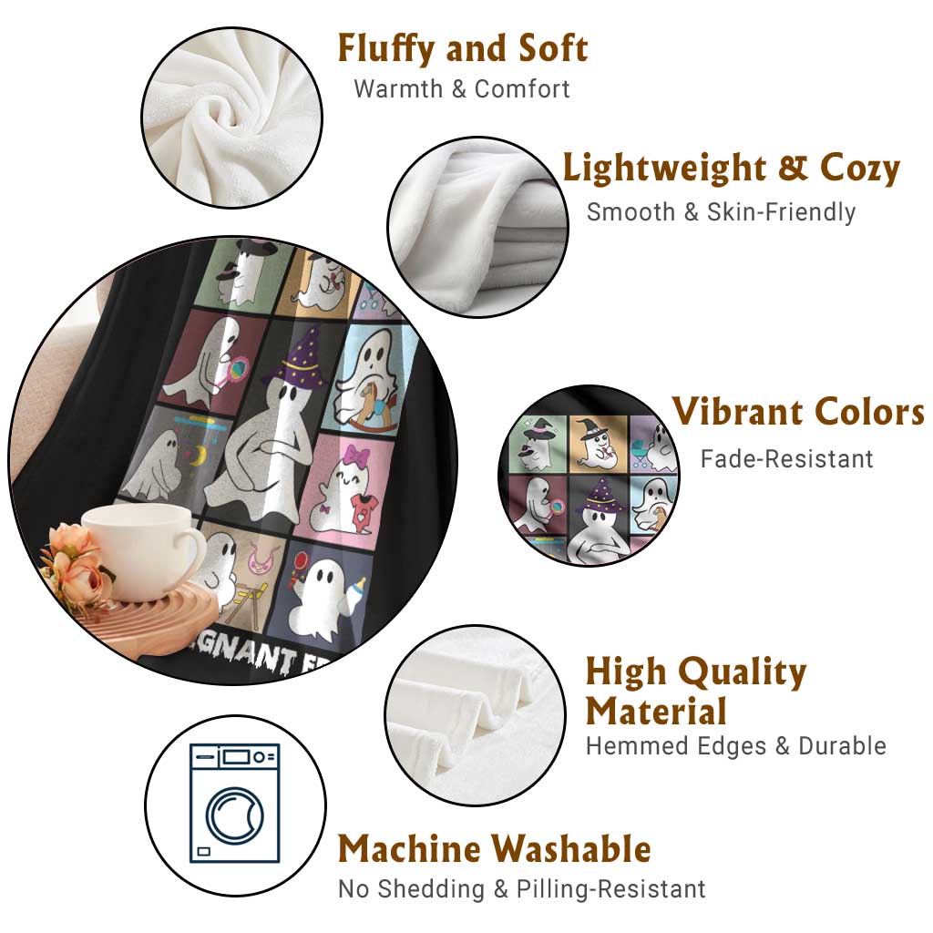 Halloween Pregnancy Reveal Throw Blanket In My Pregnant Era Maternity Ghost - Wonder Print Shop