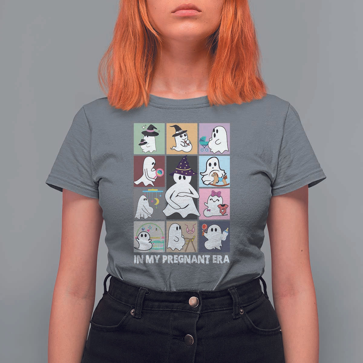 Halloween Pregnancy Reveal T Shirt For Women In My Pregnant Era Maternity Ghost - Wonder Print Shop