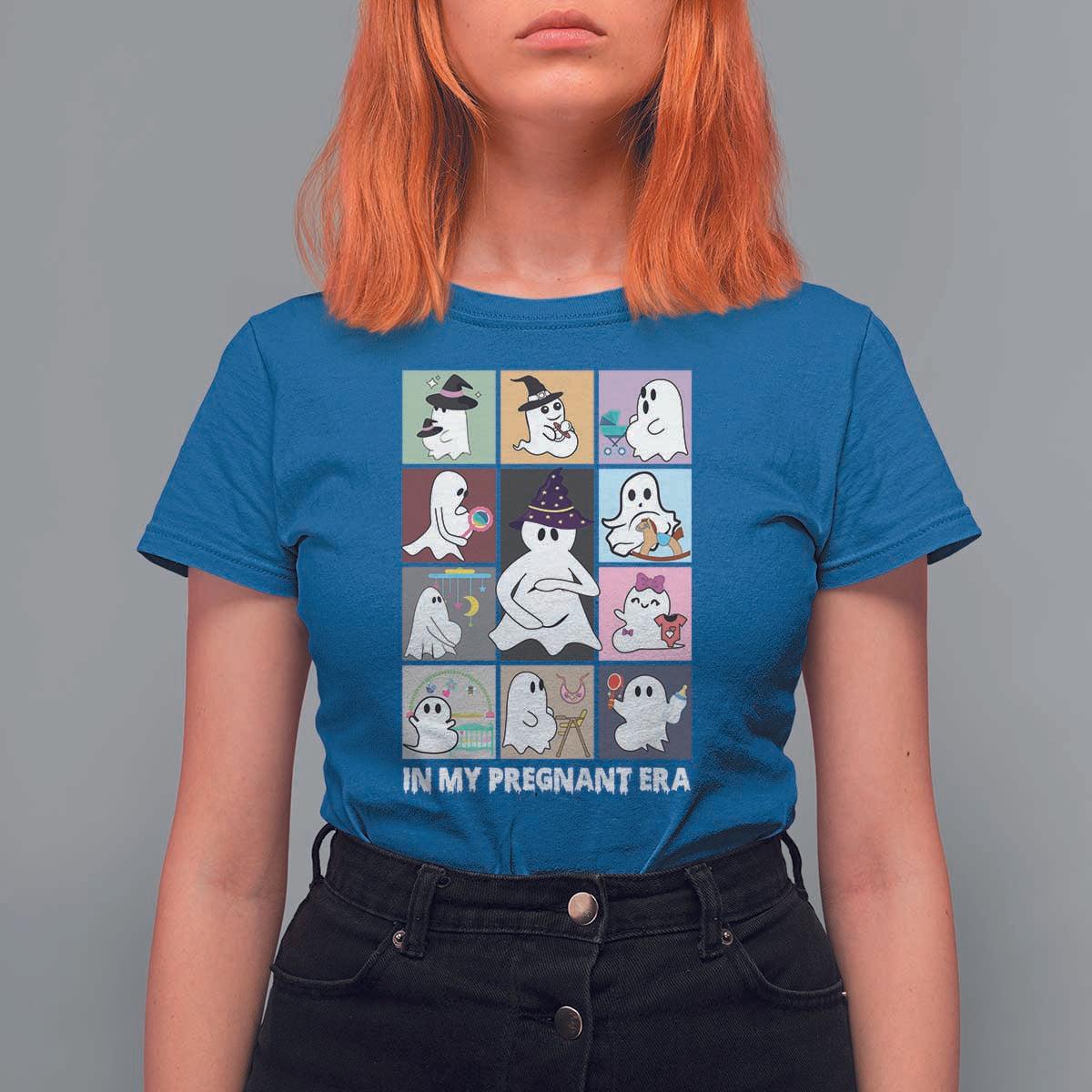 Halloween Pregnancy Reveal T Shirt For Women In My Pregnant Era Maternity Ghost - Wonder Print Shop