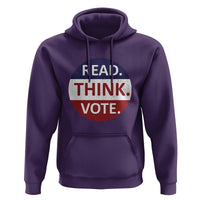 Read Think Vote Hoodie Presidential Election 2024 Vintage USA Flag