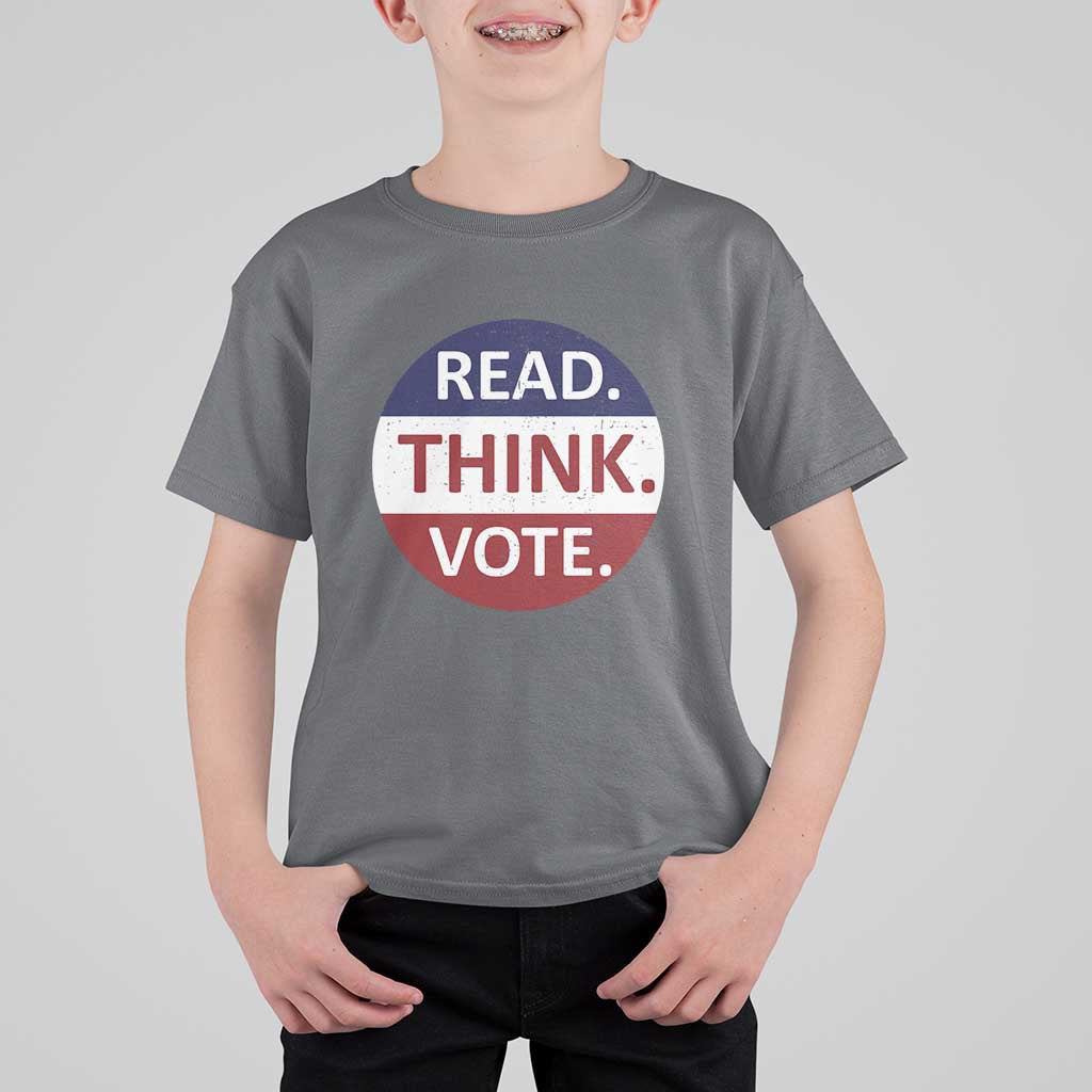 Read Think Vote T Shirt For Kid Presidential Election 2024 Vintage USA Flag - Wonder Print Shop