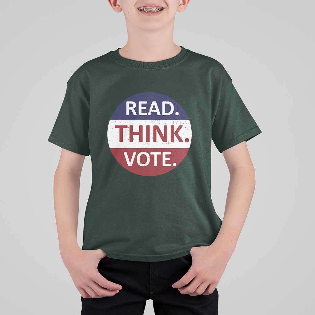 Read Think Vote T Shirt For Kid Presidential Election 2024 Vintage USA Flag - Wonder Print Shop