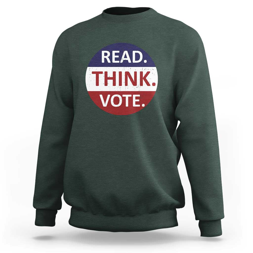 Read Think Vote Sweatshirt Presidential Election 2024 Vintage USA Flag - Wonder Print Shop