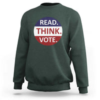 Read Think Vote Sweatshirt Presidential Election 2024 Vintage USA Flag - Wonder Print Shop