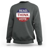 Read Think Vote Sweatshirt Presidential Election 2024 Vintage USA Flag - Wonder Print Shop