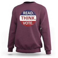 Read Think Vote Sweatshirt Presidential Election 2024 Vintage USA Flag - Wonder Print Shop