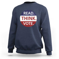 Read Think Vote Sweatshirt Presidential Election 2024 Vintage USA Flag - Wonder Print Shop