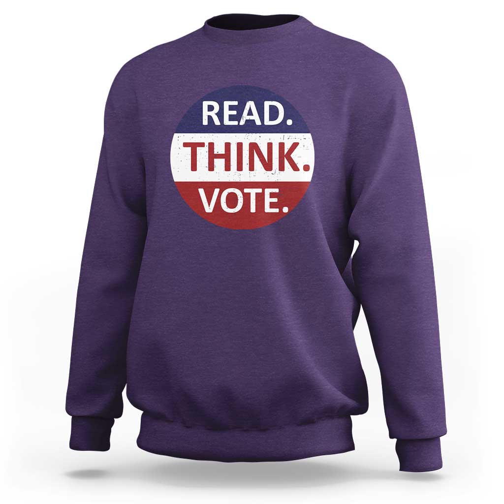 Read Think Vote Sweatshirt Presidential Election 2024 Vintage USA Flag - Wonder Print Shop