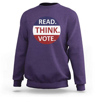 Read Think Vote Sweatshirt Presidential Election 2024 Vintage USA Flag - Wonder Print Shop