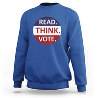 Read Think Vote Sweatshirt Presidential Election 2024 Vintage USA Flag - Wonder Print Shop