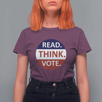 Read Think Vote T Shirt For Women Presidential Election 2024 Vintage USA Flag - Wonder Print Shop