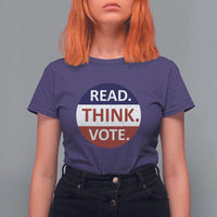 Read Think Vote T Shirt For Women Presidential Election 2024 Vintage USA Flag - Wonder Print Shop
