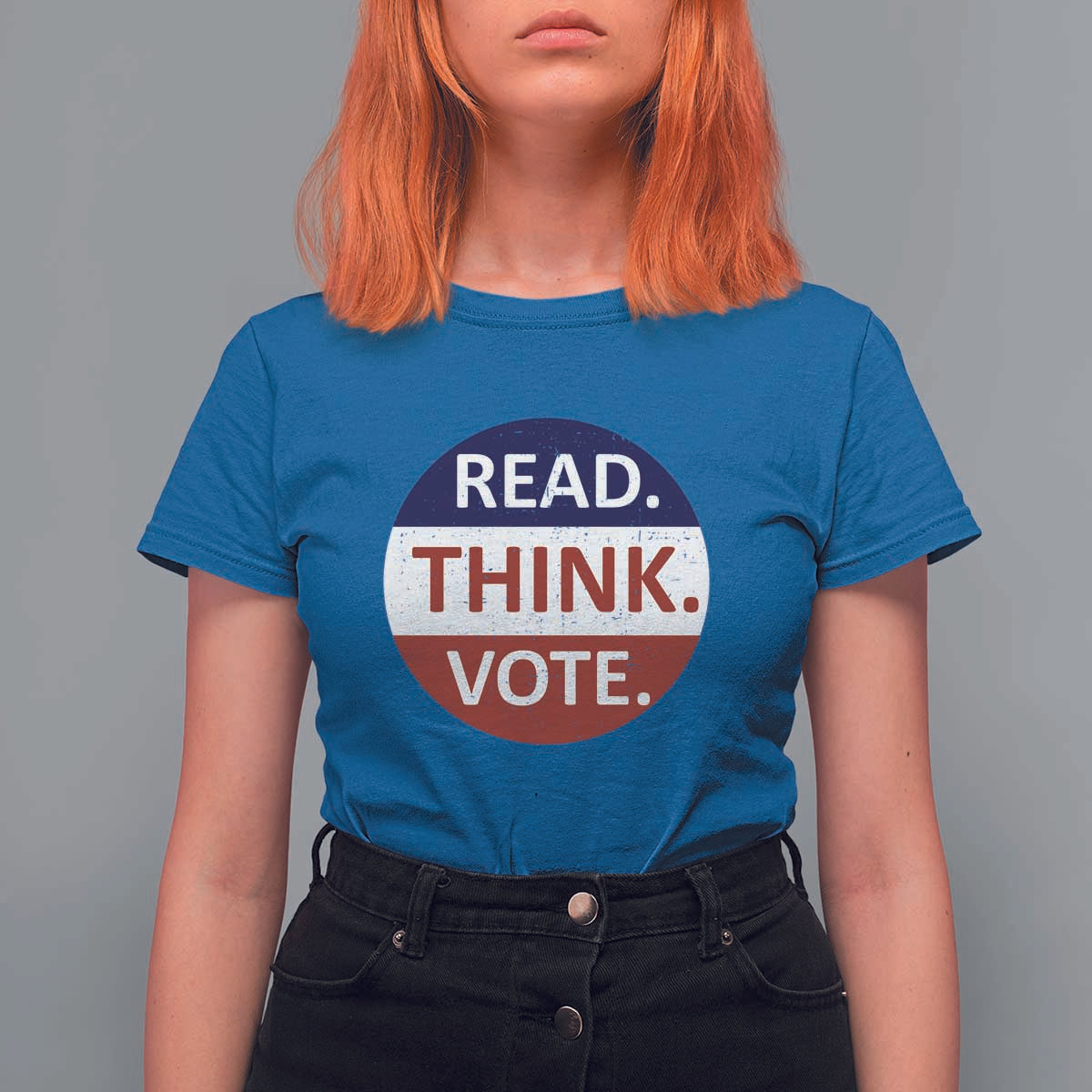Read Think Vote T Shirt For Women Presidential Election 2024 Vintage USA Flag - Wonder Print Shop