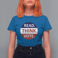Read Think Vote T Shirt For Women Presidential Election 2024 Vintage USA Flag - Wonder Print Shop