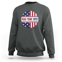 Read Think Vote Sweatshirt Presidential Election 2024 Vintage American Flag - Wonder Print Shop