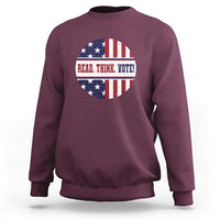 Read Think Vote Sweatshirt Presidential Election 2024 Vintage American Flag - Wonder Print Shop