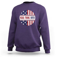 Read Think Vote Sweatshirt Presidential Election 2024 Vintage American Flag - Wonder Print Shop
