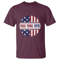 Read Think Vote T Shirt Presidential Election 2024 Vintage American Flag - Wonder Print Shop