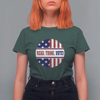 Read Think Vote T Shirt For Women Presidential Election 2024 Vintage American Flag - Wonder Print Shop