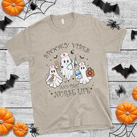 Halloween Nurse T Shirt Spooky Vibes And That Nurse Life Ghost - Wonder Print Shop