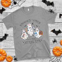 Halloween Nurse T Shirt Spooky Vibes And That Nurse Life Ghost - Wonder Print Shop