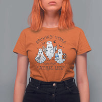 Halloween Nurse T Shirt For Women Spooky Vibes And That Nurse Life Ghost - Wonder Print Shop