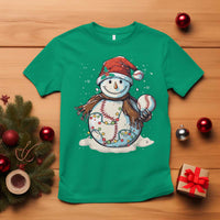 Funny Christmas Baseball T Shirt Cute Snowman Baseball Players Santa Hat - Wonder Print Shop