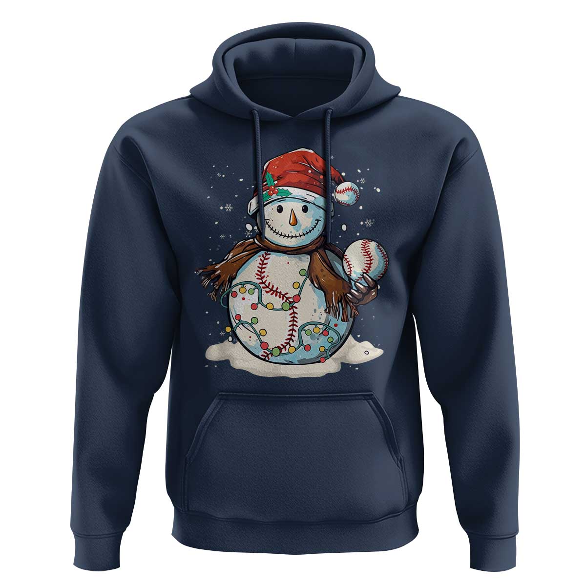 Funny Christmas Baseball Hoodie Cute Snowman Baseball Players Santa Hat