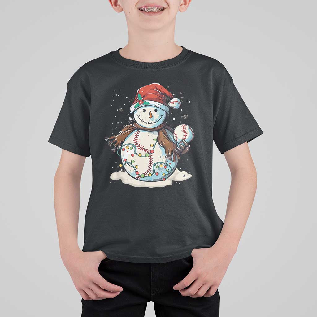 Funny Christmas Baseball T Shirt For Kid Cute Snowman Baseball Players Santa Hat - Wonder Print Shop