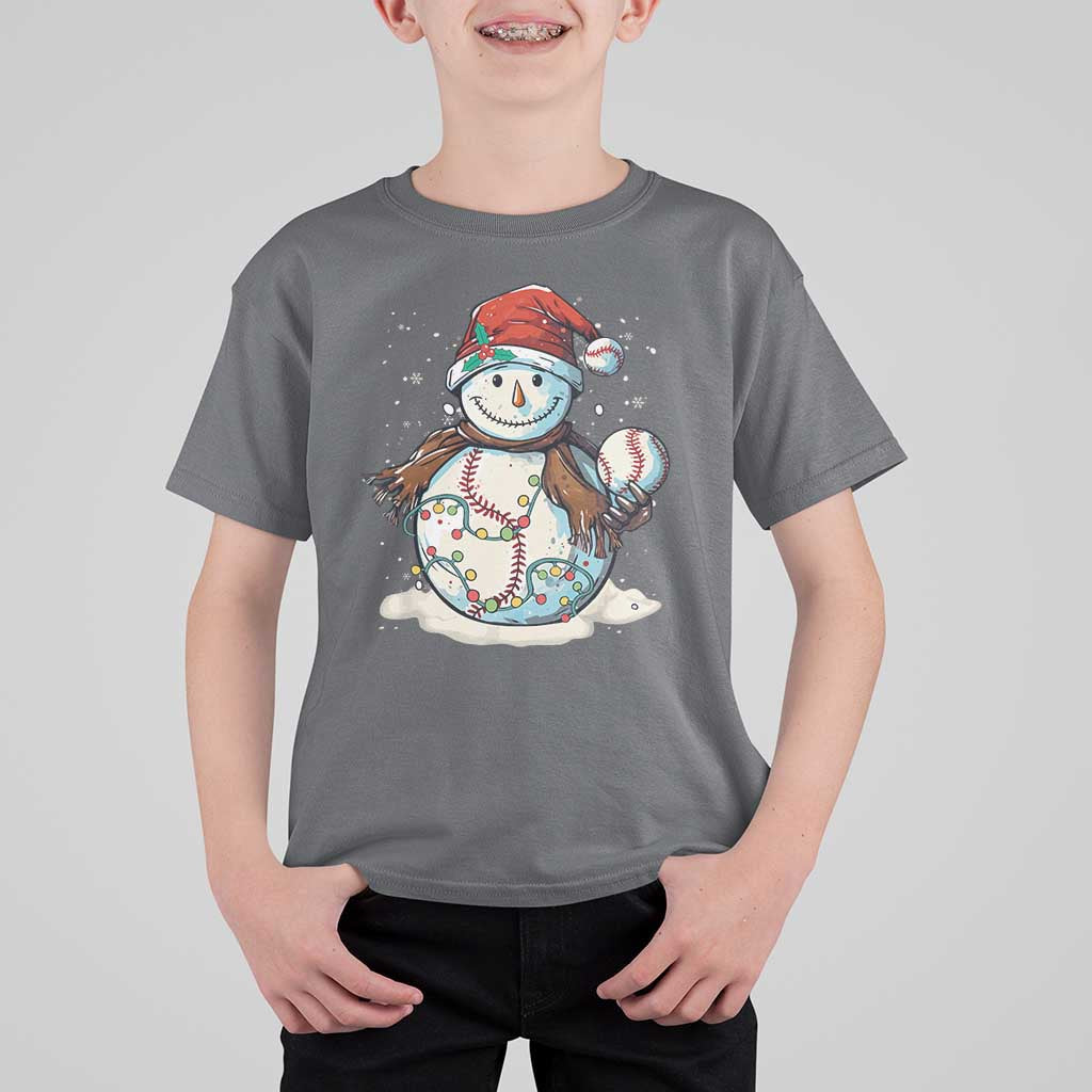 Funny Christmas Baseball T Shirt For Kid Cute Snowman Baseball Players Santa Hat - Wonder Print Shop