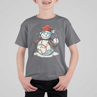 Funny Christmas Baseball T Shirt For Kid Cute Snowman Baseball Players Santa Hat - Wonder Print Shop