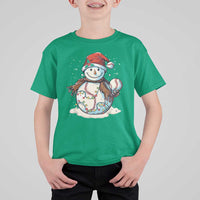 Funny Christmas Baseball T Shirt For Kid Cute Snowman Baseball Players Santa Hat - Wonder Print Shop