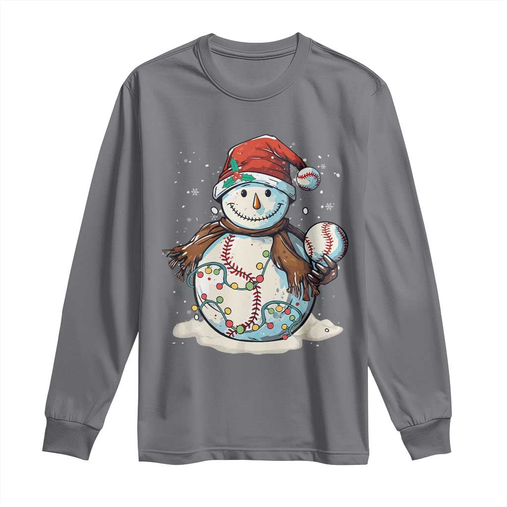 Funny Christmas Baseball Long Sleeve Shirt Cute Snowman Baseball Players Santa Hat